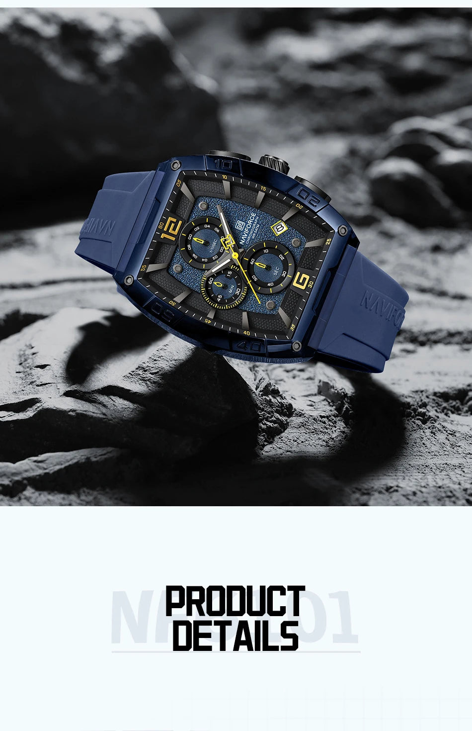 NAVIFORCE Men's Waterproof Date Watch – Silicone Strap