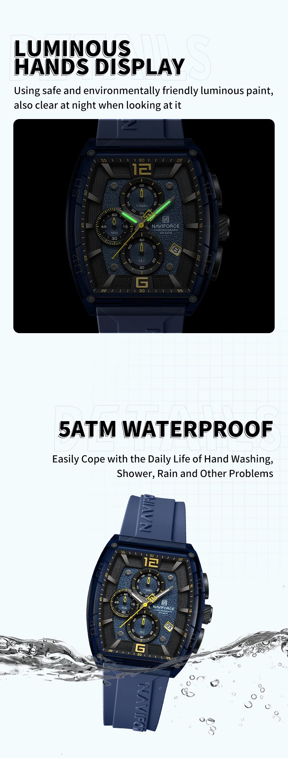 NAVIFORCE Men's Waterproof Date Watch – Silicone Strap
