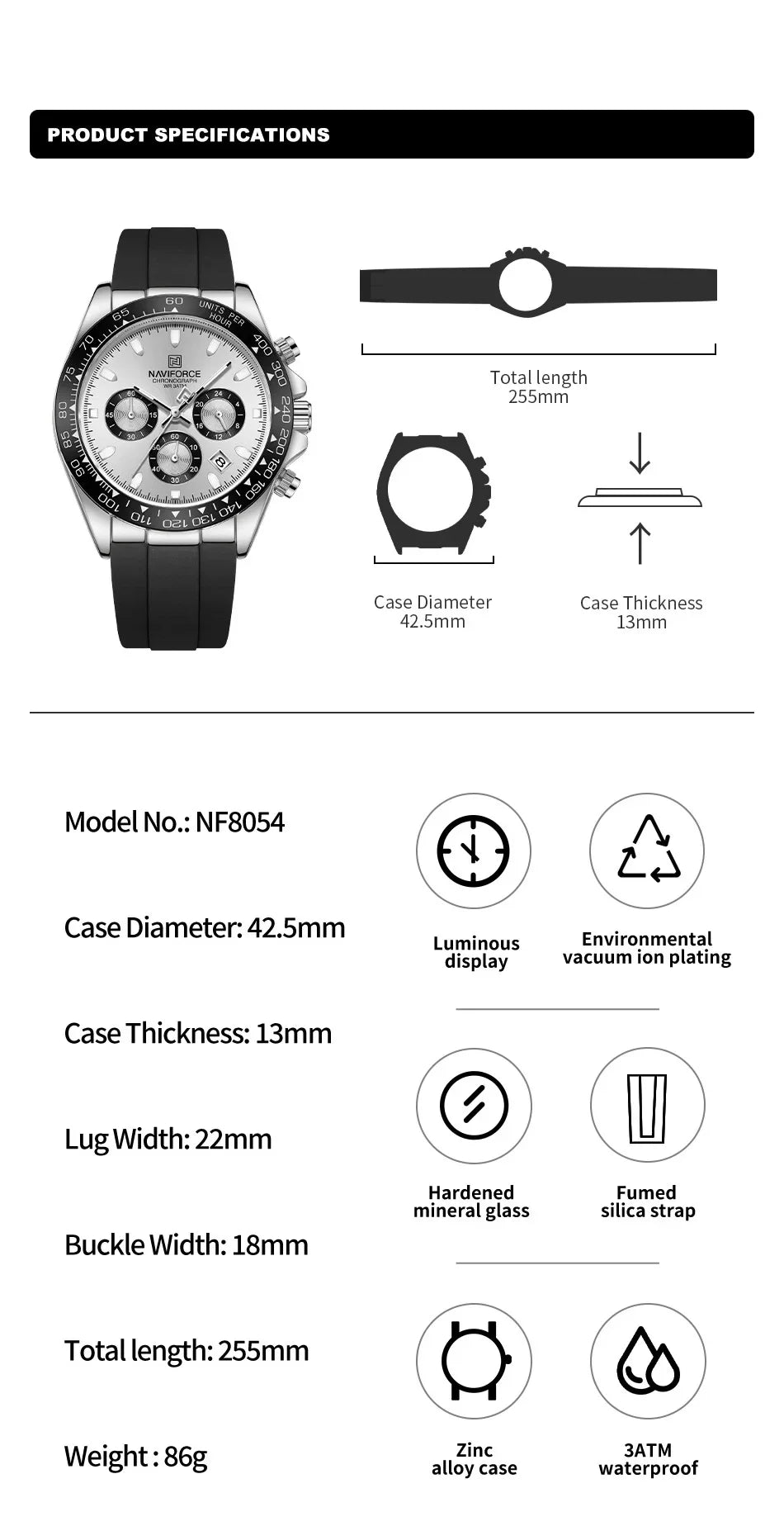 NAVIFORCE Men's Sport Chronograph Watch