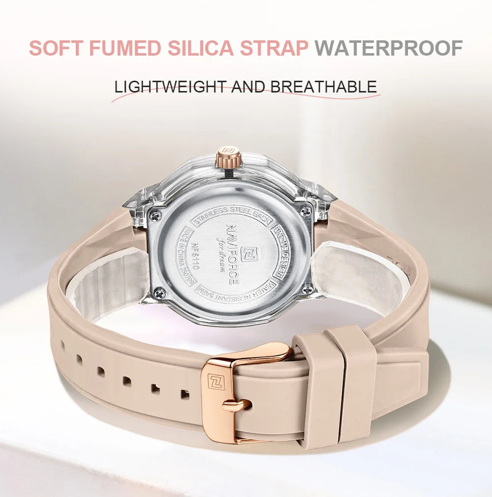 NAVIFORCE Women's 5ATM Night Glow Silicone Watch