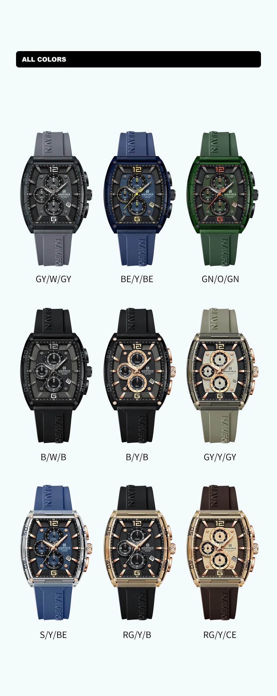 NAVIFORCE Men's Waterproof Date Watch – Silicone Strap