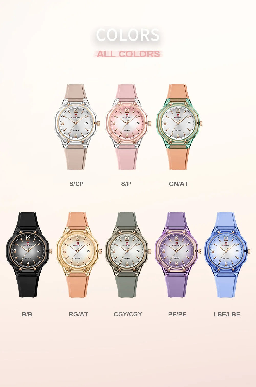 NAVIFORCE Women's 5ATM Night Glow Silicone Watch