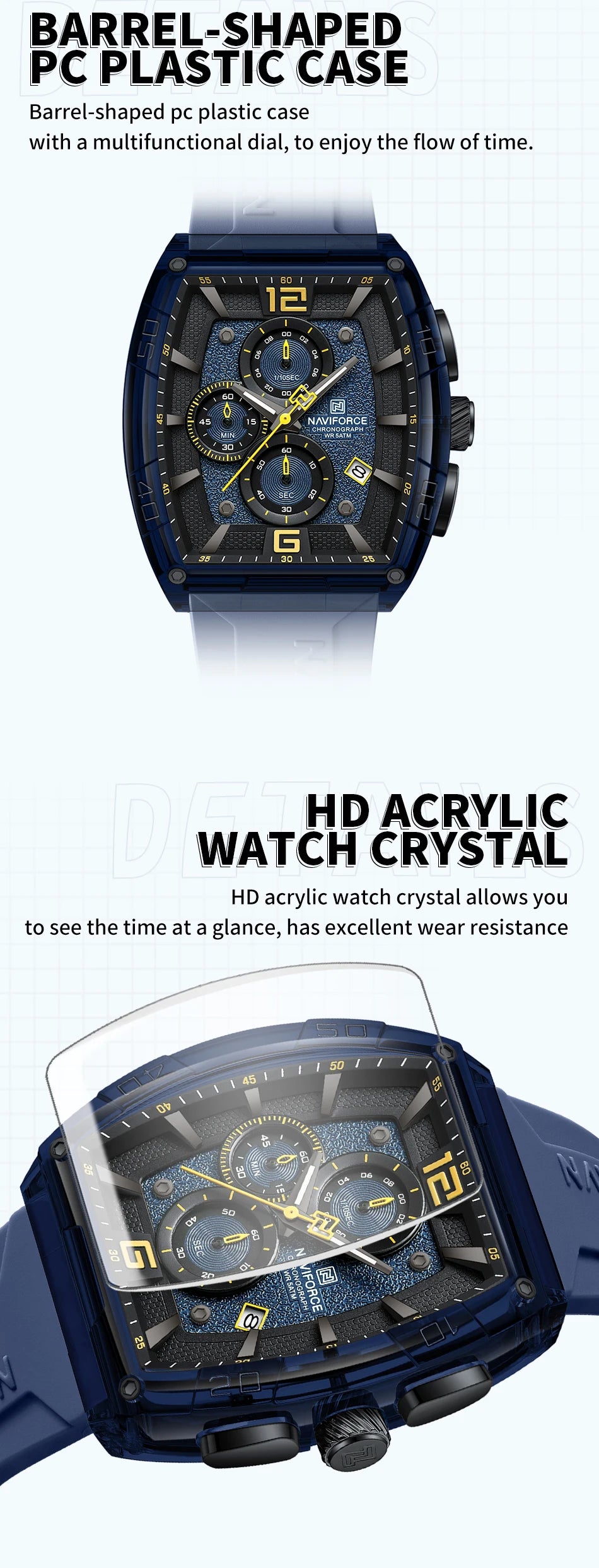 NAVIFORCE Men's Waterproof Date Watch – Silicone Strap