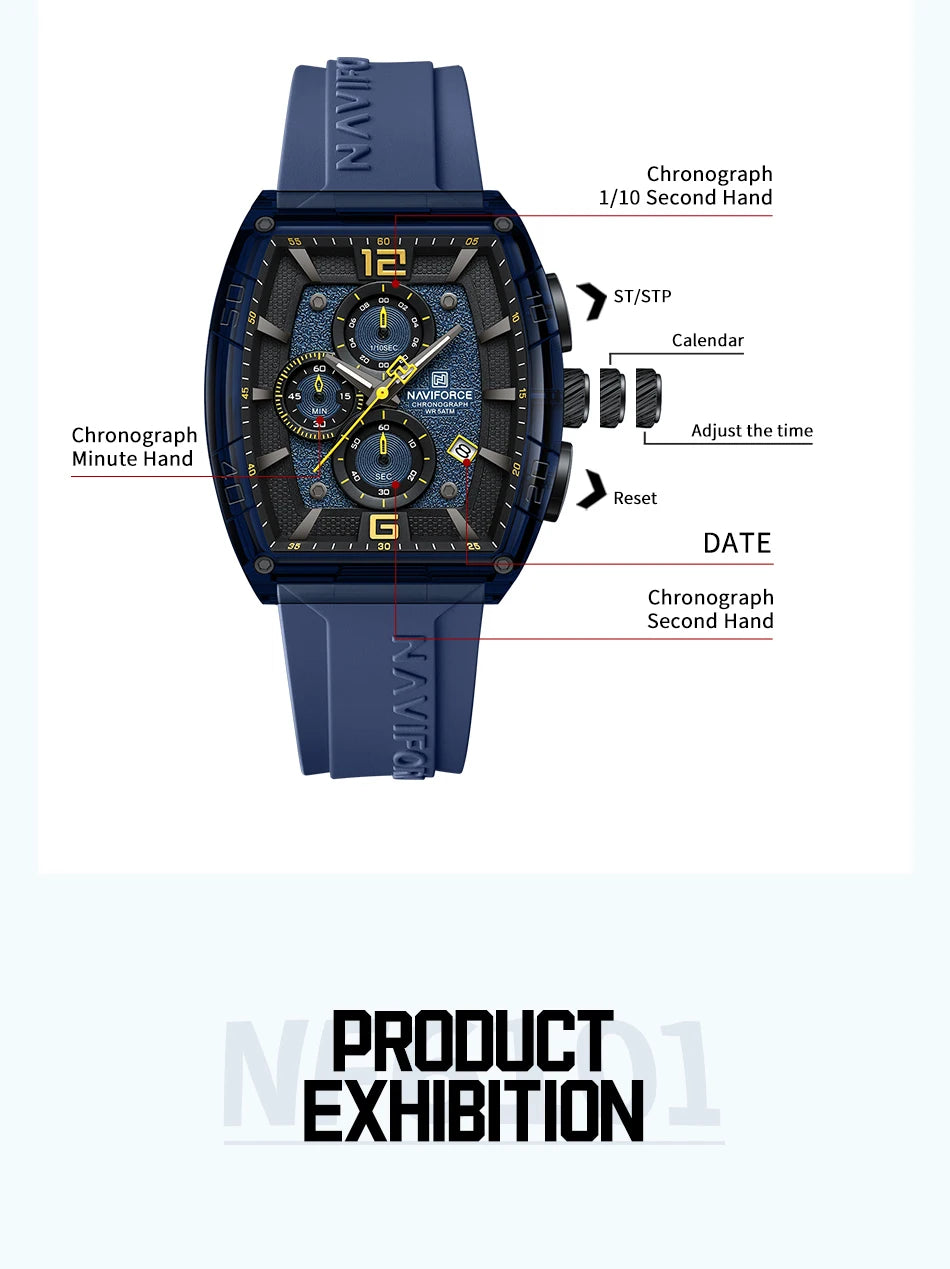NAVIFORCE Men's Waterproof Date Watch – Silicone Strap