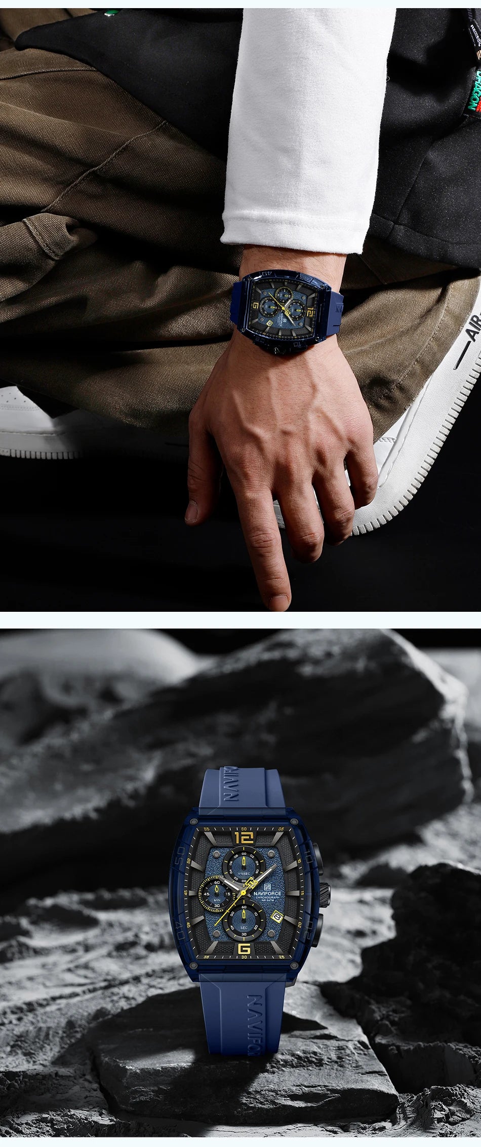 NAVIFORCE Men's Waterproof Date Watch – Silicone Strap